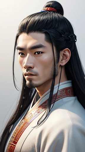oriental、ancient chinese man wearing white clothes、ancient chinese hairstyle men、three kingdom、multiple warlords、highest quality、masterpiece、ultra high resolution、(realistic:1.4)、game poster、Clear and beautiful image quality、solo
