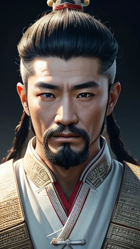 oriental、ancient chinese man wearing white clothes、ancient chinese hairstyle men、three kingdom、multiple warlords、highest quality、masterpiece、ultra high resolution、(realistic:1.4)、game poster、Clear and beautiful image quality、solo