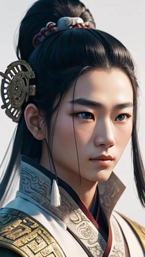 oriental、ancient chinese man wearing white clothes、ancient chinese hairstyle men、three kingdom、multiple warlords、highest quality、masterpiece、ultra high resolution、(realistic:1.4)、game poster、Clear and beautiful image quality、solo