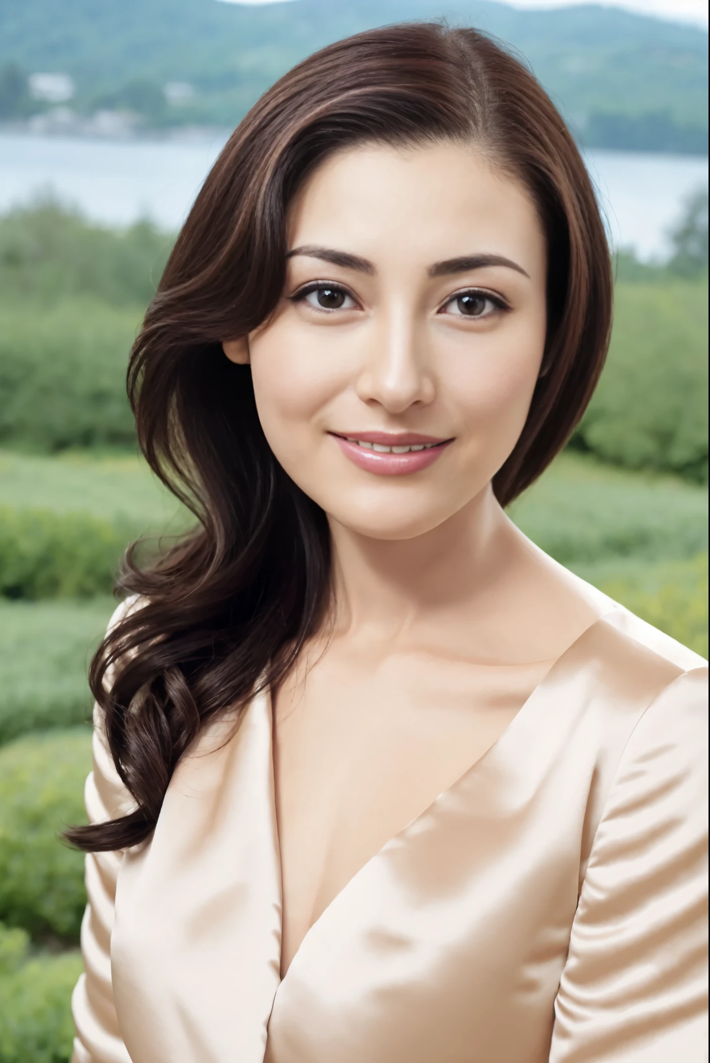 Potrat、8K、high quality、Realistic photo images、30 years old、a lady、Close-up image of face、clean and tidy wife、small tits、housewife、Reproduce natural and realistic eyes、small tits、beautiful brunette、long hair、Light makeup、octane rendering、beautiful lights、The composition of the golden ratio、a smile、civvies、Dress casually、nature backdrop、blurred background、4K、High level of image quality、Realistic photo images、Lovely wife、small 、Light makeup、Suppin、Clean beauty、milf、sober clothing、Brown、Grace、bloo、smile slightly、A black-haired one、background bokeh