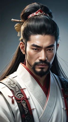 oriental、ancient chinese man wearing white clothes、ancient chinese hairstyle men、three kingdom、multiple warlords、highest quality、masterpiece、ultra high resolution、(realistic:1.4)、game poster、Clear and beautiful image quality、solo