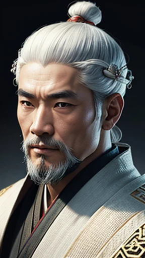 oriental、ancient chinese man wearing white clothes、ancient chinese hairstyle men、three kingdom、multiple warlords、highest quality、masterpiece、ultra high resolution、(realistic:1.4)、game poster、Clear and beautiful image quality、solo