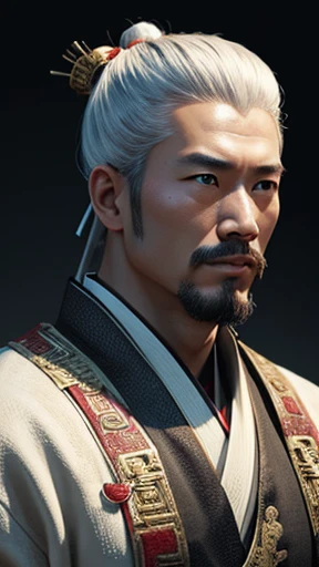 oriental、ancient chinese man wearing white clothes、ancient chinese hairstyle men、three kingdom、multiple warlords、highest quality、masterpiece、ultra high resolution、(realistic:1.4)、game poster、Clear and beautiful image quality、solo
