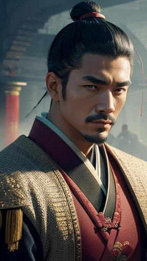 oriental、ancient chinese man wearing white clothes、ancient chinese hairstyle men、three kingdom、multiple warlords、highest quality、masterpiece、ultra high resolution、(realistic:1.4)、game poster、Clear and beautiful image quality、solo