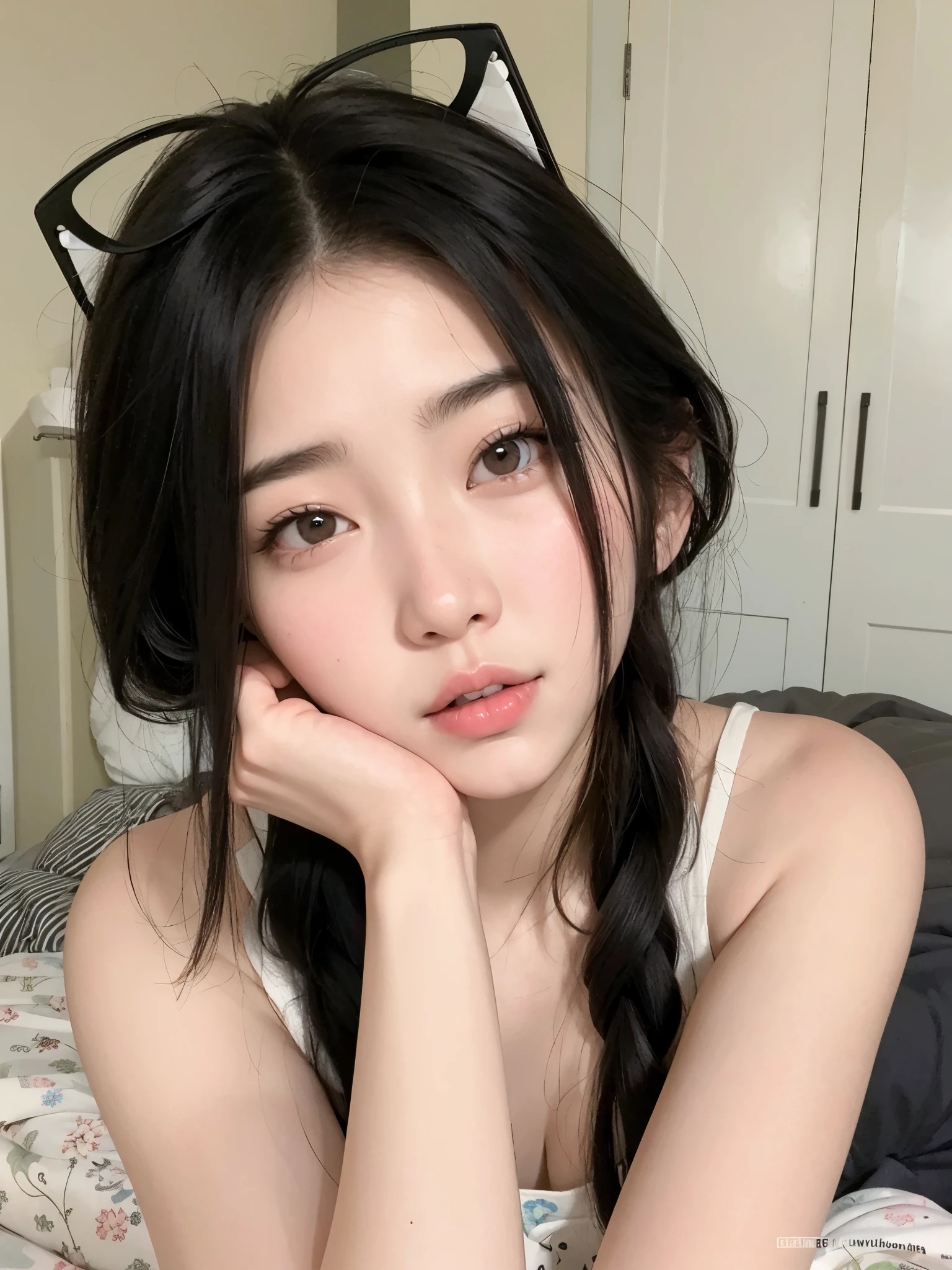 um close up de uma mulher sentada em uma mesa com um prato de comida, coreana, Ulzzang, young adorable korean face, Mulher sul-coreana bonita, linda mulher coreana jovem, Fotografia selfie 8k, mulher coreana jovem bonita, young cute wan asian face, Jinyoung Canela, com bonito - fino - rosto, meninao-fino-cara