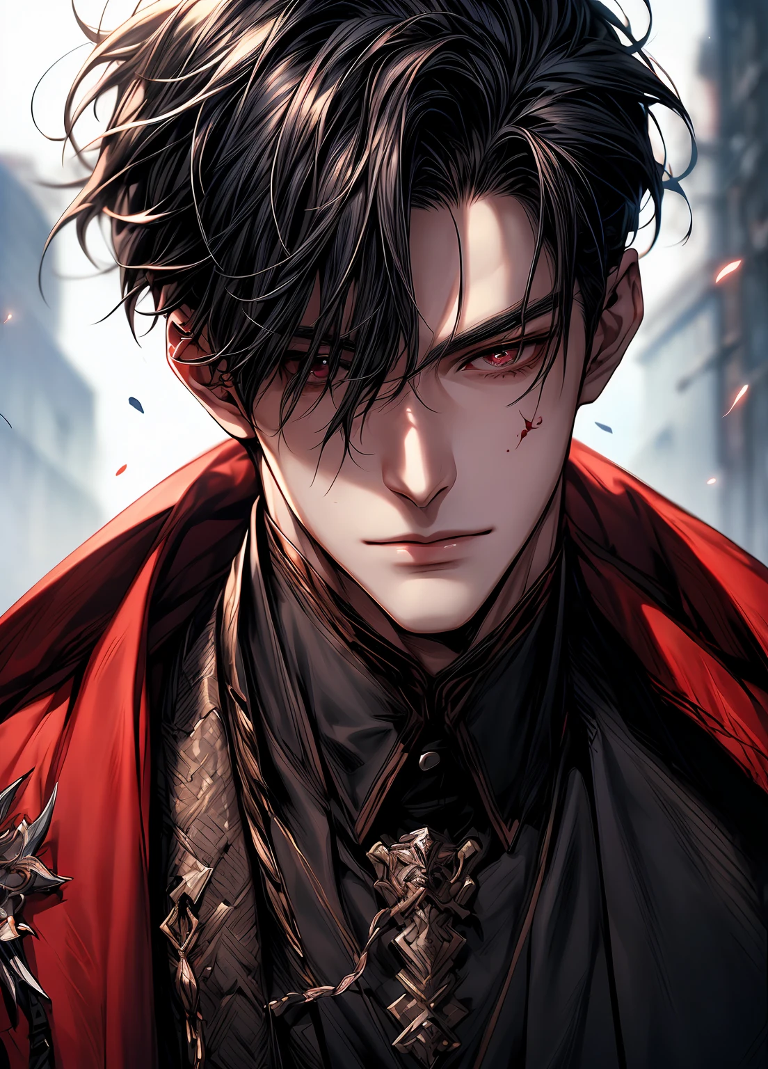 a close up of a person with blood on their face, manhwa, (brave police j decker), :9 detailed face: 8, webtoons, ( ( god king of ai art ) ), sigma male, harsh good looking face, male ulzzang, yaoi, (good looking ), high detailed face anime, webtoon, extremely detailed gorgeous face