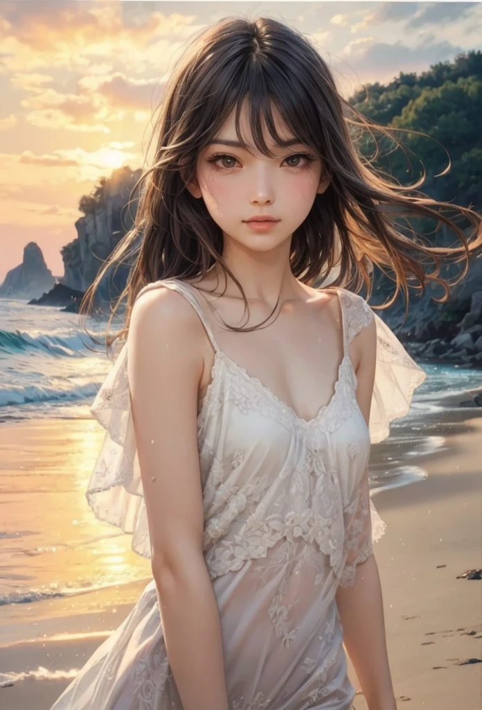 (detailed illustrations,Very detailed and precise drawing,Delicate drawn lines with tempo,Realistic texture expression),[color traced main line],midsummer beach[[tropical country]],(Girl(beautiful girl)[[big eyes]])[](SKINNY[bony body][very thin breasts[small nipples with pointed points,]][リアルな乳頭のdetailed]),[During orgasm](sweaty[Trance]) Eros in the Natural Body (Nude gravure),[Ideal Eros],([リアルな女性器のdetailed:0.8] [(clitoris) [labia minora]]),(Fine and beautiful skin expression [transparency]),[完璧な目のdetailed (Beautifully detailed iris)[eyes like jewels]],[long and beautiful eyelashes],[precisely drawn hair [美しく艷やかな髪のdetailed]],(完璧な手のdetailed [Beautiful fingers with no damage [beautiful nails]]),(perfect anatomy(perfectly balanced proportions))[[full body portrait]],[ideal color coordination(Accurate simulation of light and material interactions)],(HighQuality,High resolution,(detailed,High definition)),[[Soft ambient light]],[realistic],[Visual art that tells a story] [[full body portrait]][[Watercolor style coloring]][Colorful].