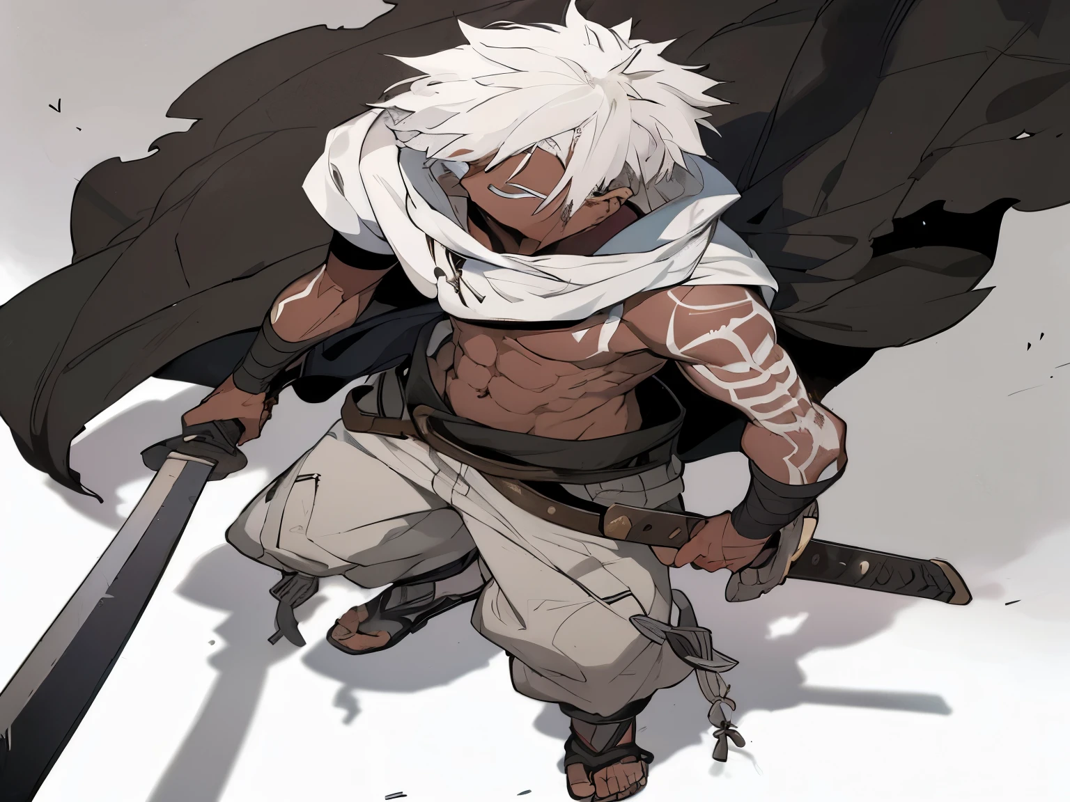 personaje animado with white hair and white hair holding a sword, Estilo anime afro samurai, Animes de estilo afro samurai, Estilo manga afro samurai, detailed personaje animado art, best personaje animado design, male personaje animado, personaje animado, Estilo afro samurai, personaje animado art, paseo otaku, Arte oficial, aguas sagradas, Mushoku tensei, Epic anime style