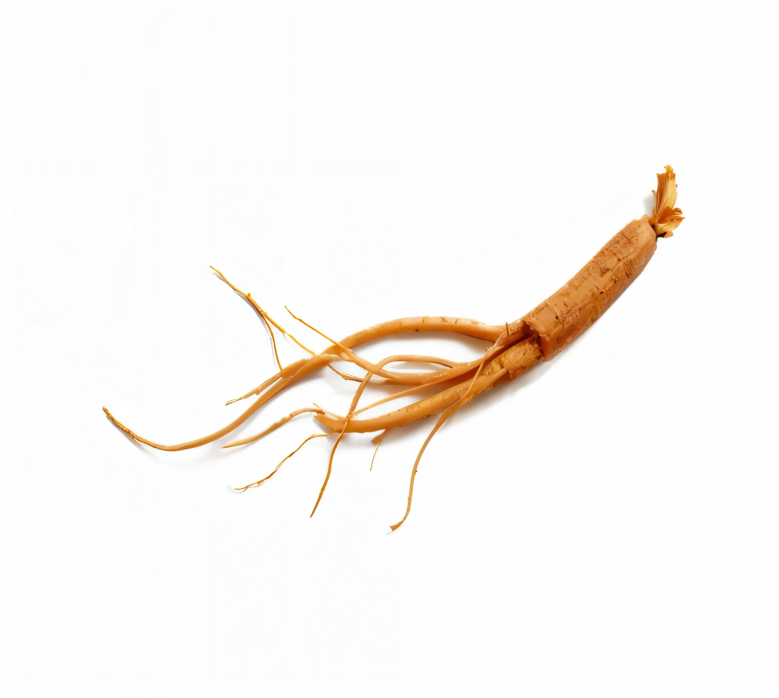 Close-up of ginseng on white background, good quality, nice, High quality product image”, high quality, Well designed, 极high quality