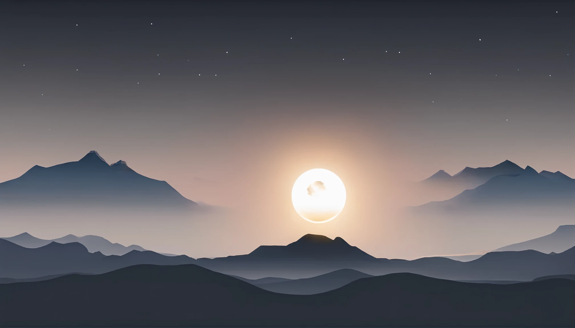 moon and mountains,Fresh and simple,dark hues,Super textured,Atmosphere