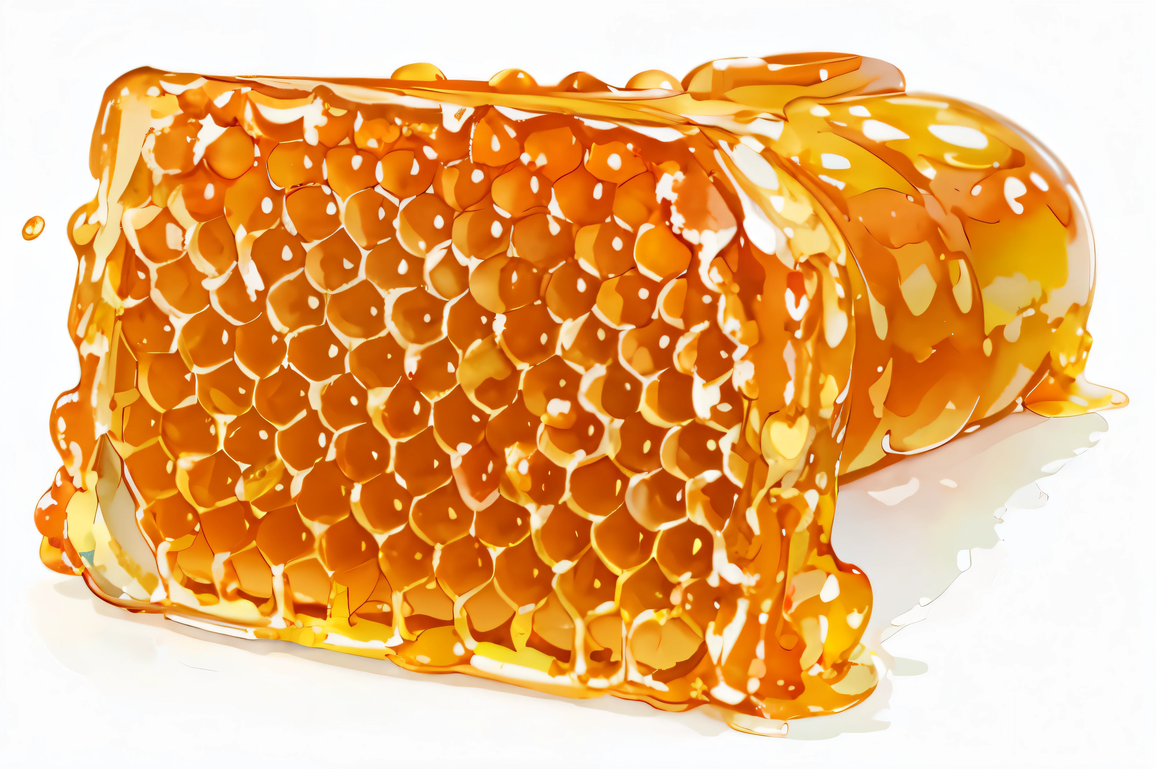 Honey on white background,illustration style,Watercolor wind,high quality,16k,ultra high definition,c4d