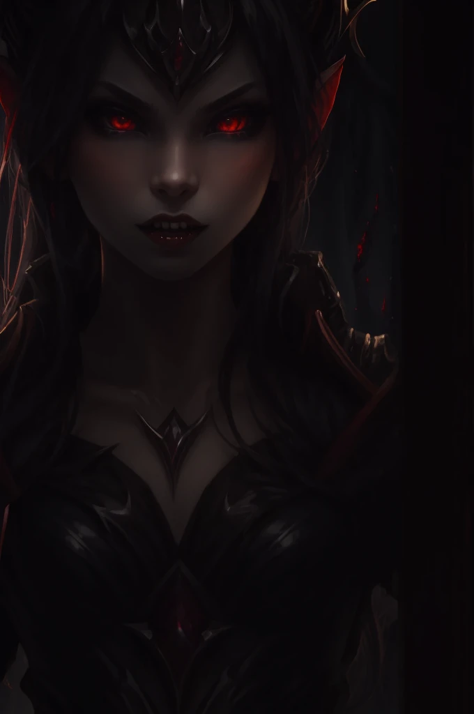 Vampire Girl , Masterpiece, ,(独奏:1.1), a perfect face, (vivid lighting:1.2),beautiful detail eyes, extremely detailed face, perfect  lighting,Masterpiece, Best Quality, 1girl, pale skin, hairlong, 20years old , red eyes, fangs, A glass of blood in his hand, Complex hairstyle, vampire fangs, open mouth, sharp teeth, vampire fangs, in full height , seductive position,