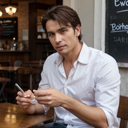 Caucasian man at cafe