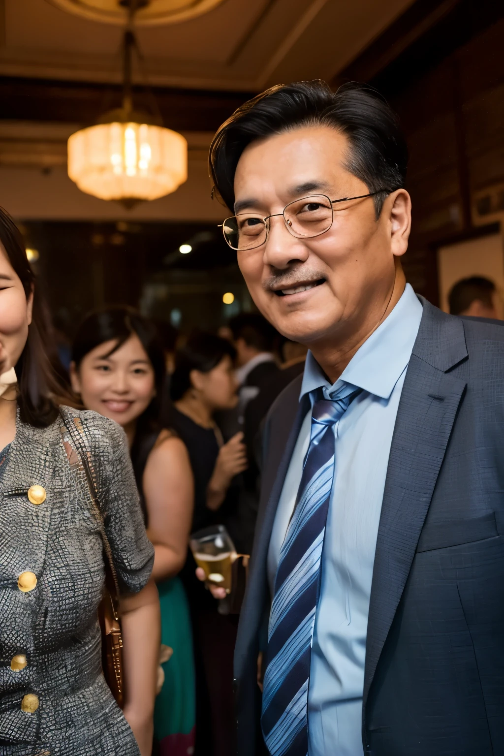 Beer　Uncle in his 50s　young woman　reception