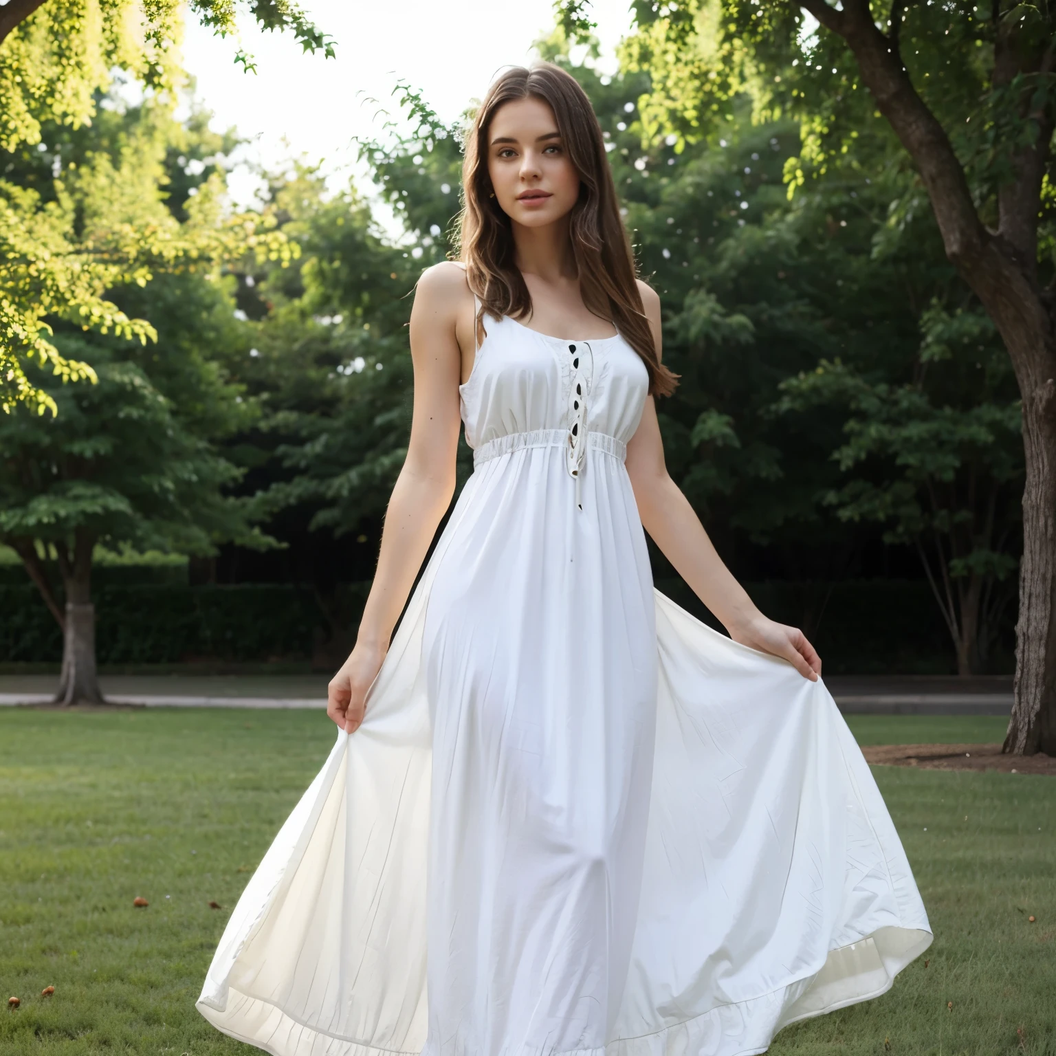 White girl with long dress