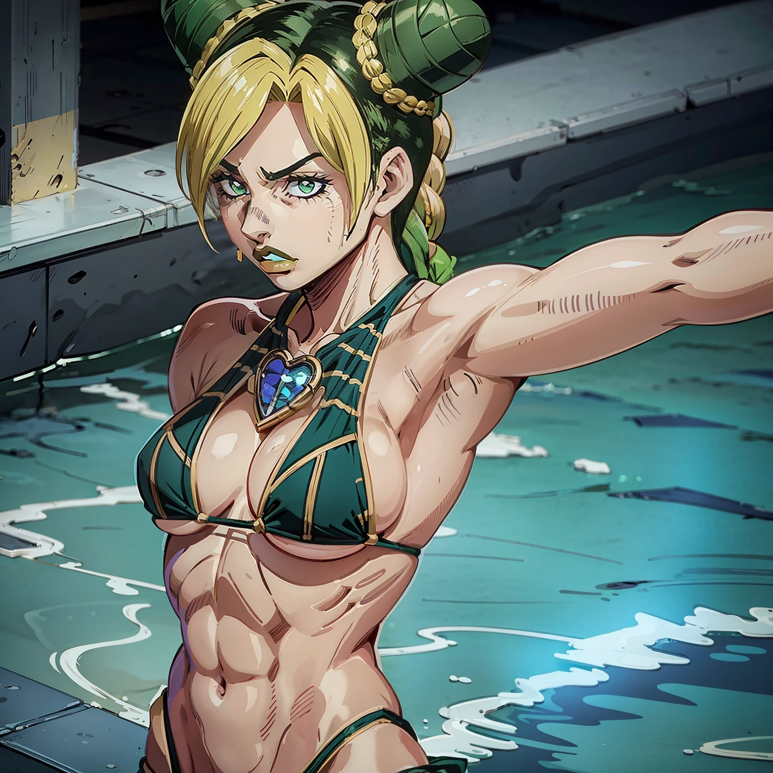 Jolyne, micro bikini, muscle