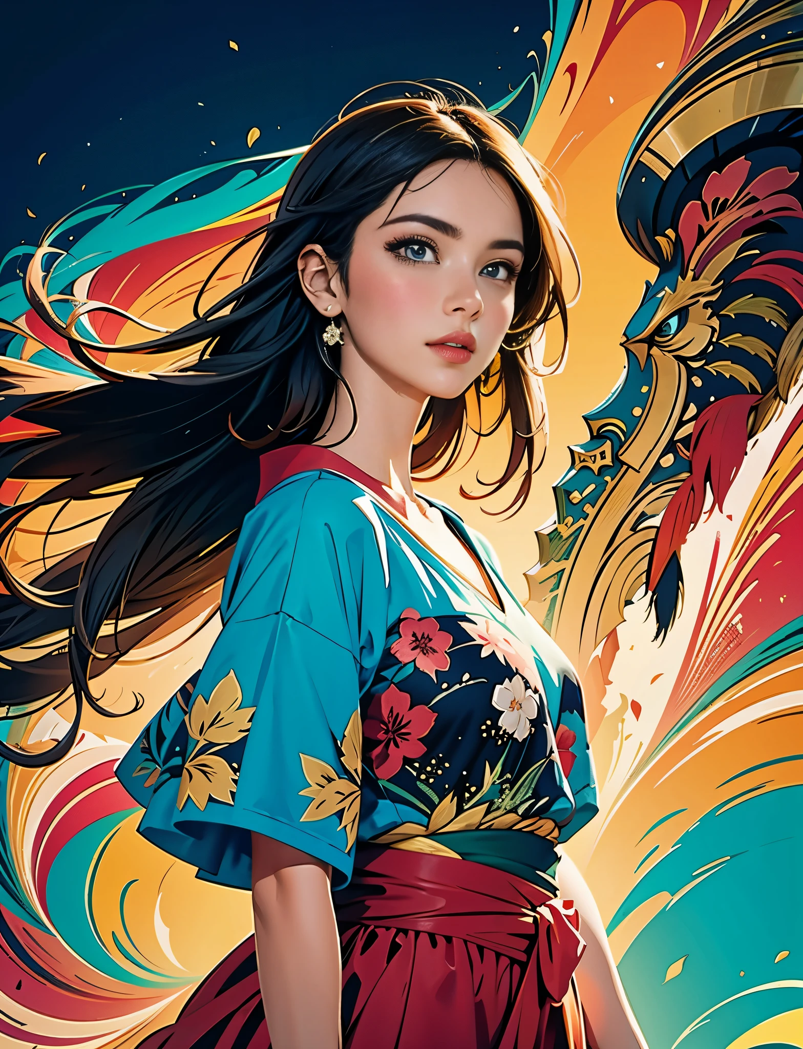 standing alone on hill| centered| detailed gorgeous face| anime style| key visual| intricate detail| highly detailed| breathtaking| vibrant| panoramic| cinematic| Carne Griffiths| Conrad Roset| ghibli
