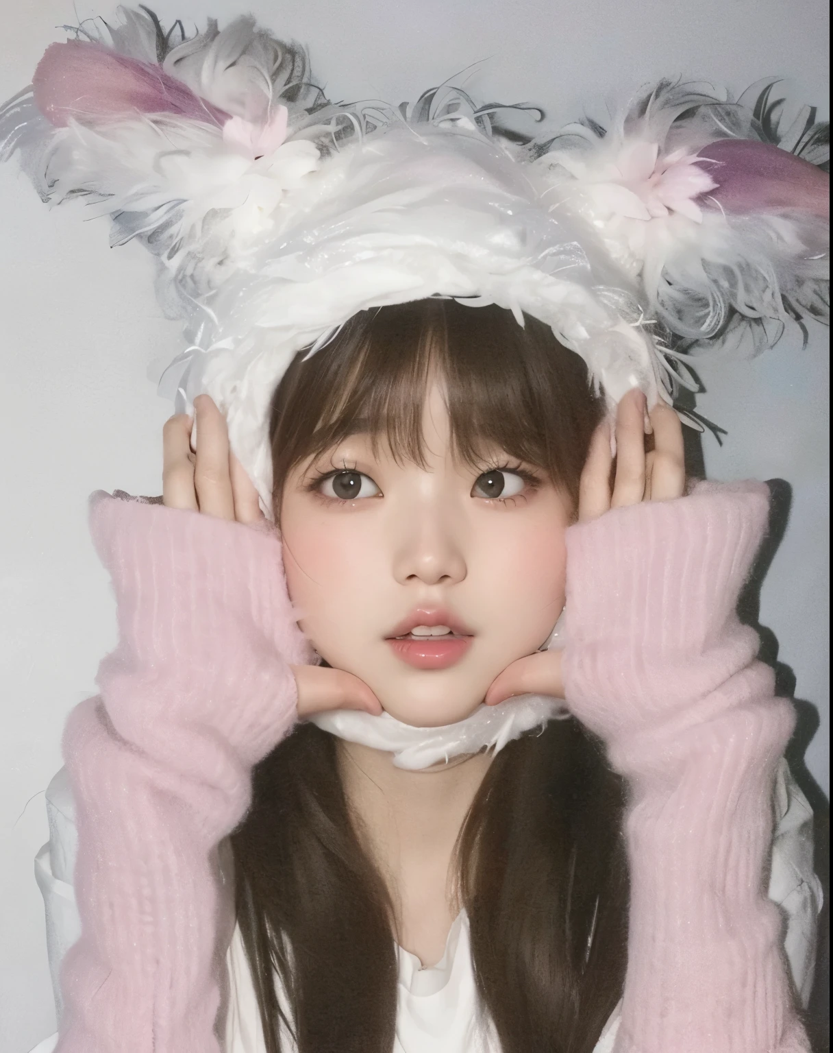 Wonyoung from IVE face, foto realista, ultra HD, 8k, big juicy lips
