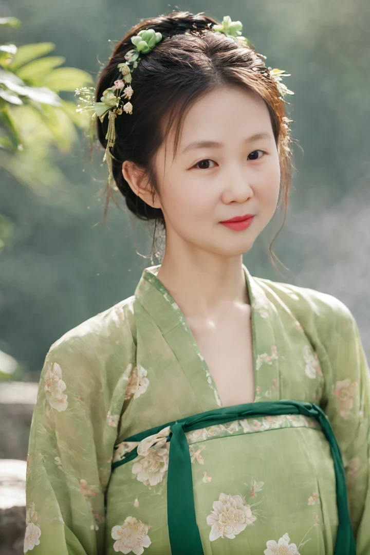 Wearing a green dress、Alafid asian woman wearing flower crown, hanfu, palace , A girl wearing Hanfu, Wearing ancient Chinese clothes, traditional Chinese clothing, traditional Chinese, Pair with Chinese clothing, chinese woman, Chinese girl, traditional beauty, China costume, white hanfu, traditional clothing, style of guo hua, korean woman, traditional clothing