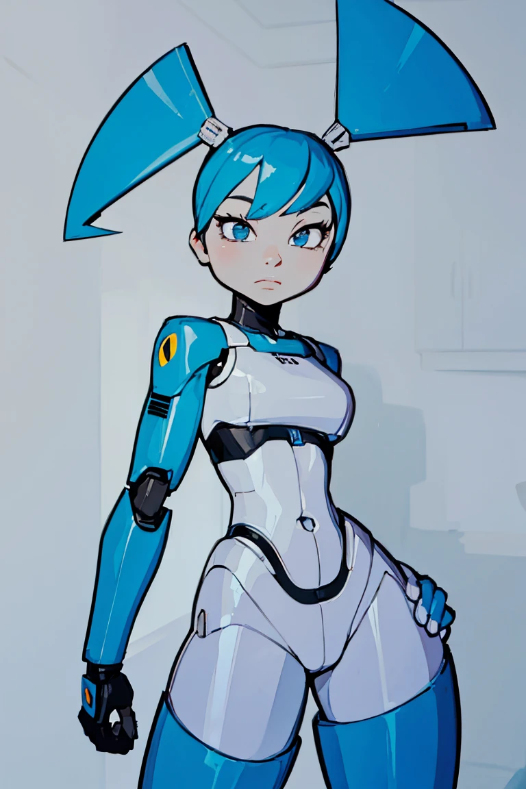 Jenny Wakerman, android, blue hair, Jenny(XJ9), android, robot, robot parts, robot girl, robot parts