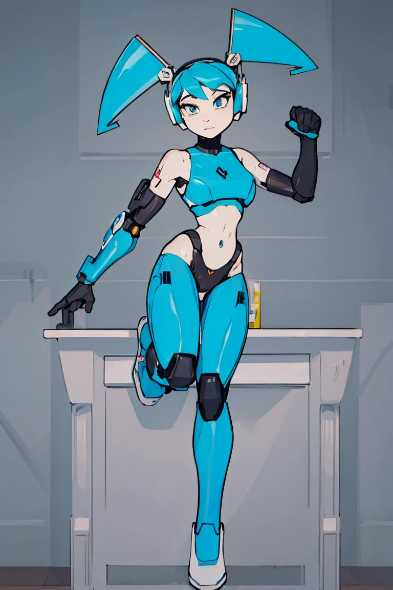 Jenny Wakerman, android, blue hair, Jenny(XJ9), android, robot, robot parts, robot girl, robot parts