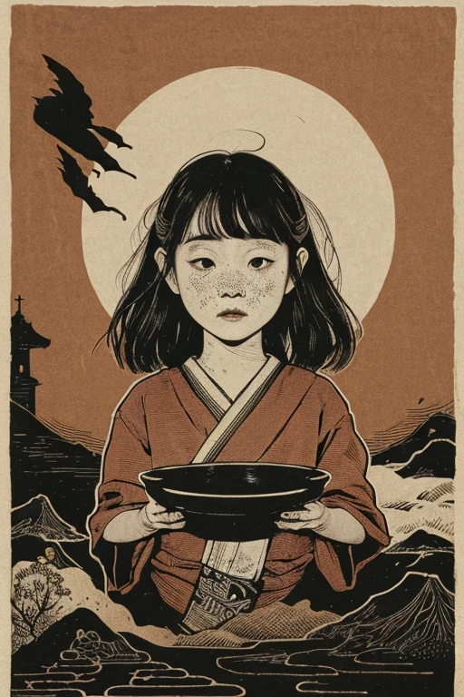 ((jumpscare)), Outline warm color, ((festival)), ((Chojugiga)), ((Shihon Bokuga)), antique, (anthropomorphism), (Sumi-e), Monochrome art, (Old paper style illustration), (hunting paintingural style, Little monster, old performance, variational pointillism, flat illustration, eerie, horror elements, eerie worldview, (primitive art), Outline warm color, old picture scroll style, old staging, Ancient mural style