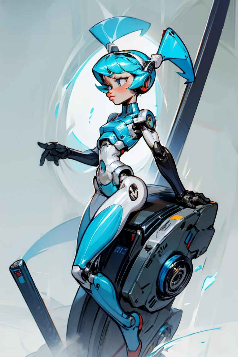 Jenny Wakerman, android, blue hair, Jenny(XJ9), android, robot, robot parts, robot girl, robot parts