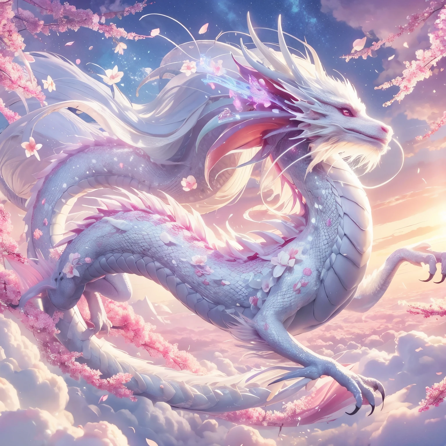 dragon,lotus,White-pink