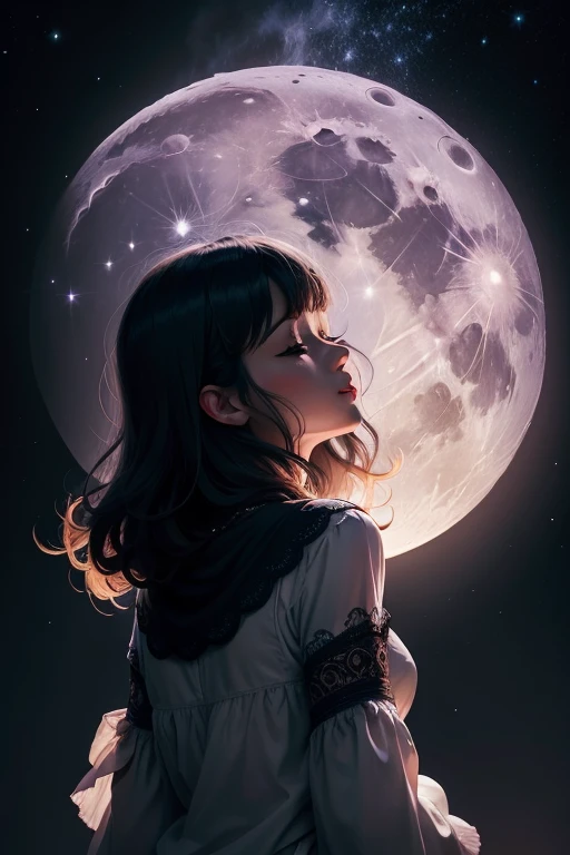 Full moon in the night sky