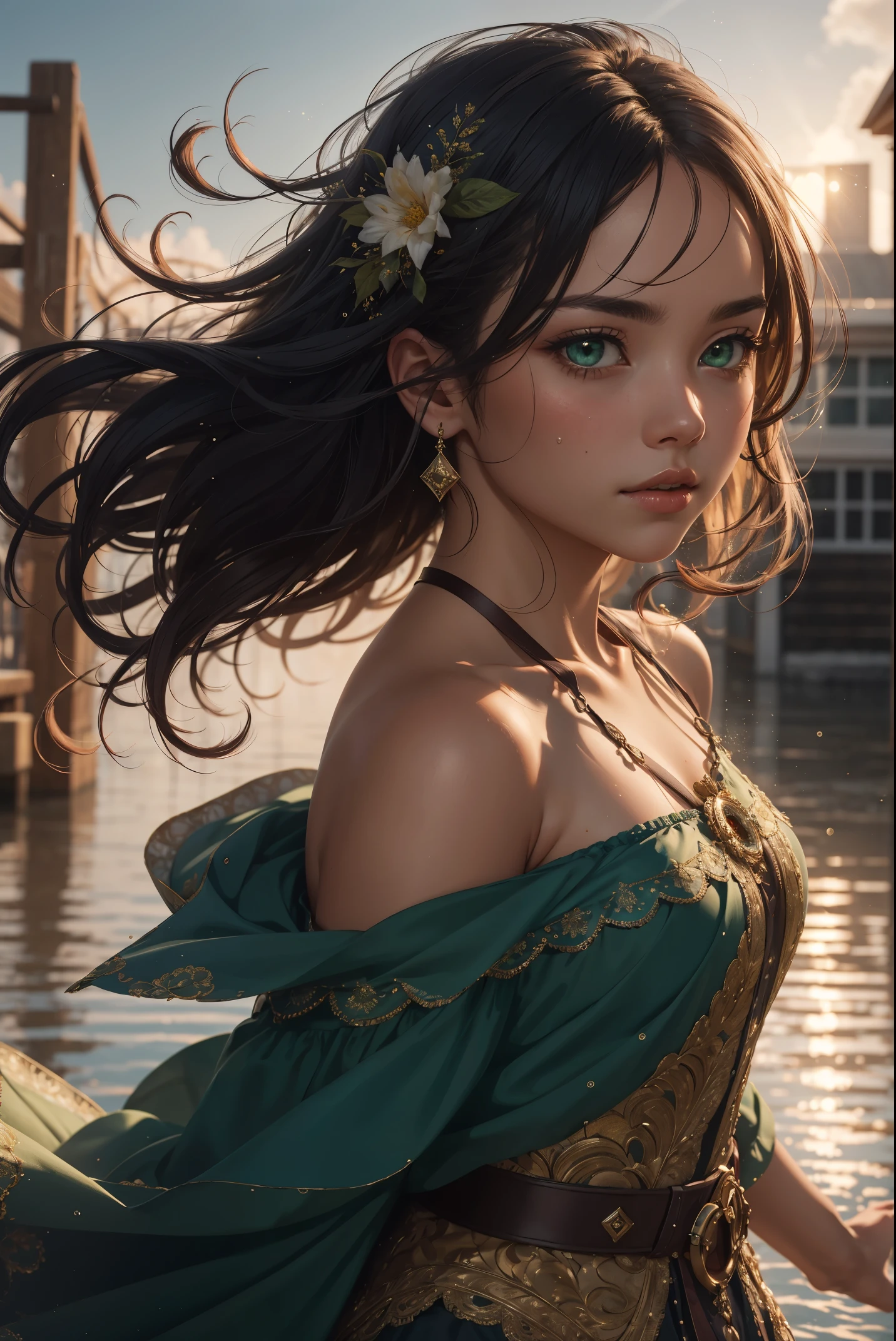 1 girl, adult (elven:0.3) woman, layered multicolored hair, establishing shot, detailed background, shouldered hood, atmospheric, red hair flowing in the wind, wet skin, green eyes, completely naked, dervish of swirling magic in the air, dark magic, floating particles, backlighting, (((masterpiece))), (((masterwork))), ((top quality)), ((best quality)), ((highest quality)), ((highest fidelity)), ((highest resolution)), ((highres)), ((highest detail)), ((highly detailed)), ((hyper-detailed)), (((detail enhancement))), ((deeply detailed)), awe inspiring, breathtaking, uhd, hdr, fhd, 8k, 16k, 32k, 64k, meticulous, intricate, intimate, nuanced, (((the most beautiful images in existence))), (((the most beautiful artwork in the world))), (RAW photo, film grain), caustics, subsurface scattering, reflections,  photorealistic, 35mm, intricate details, hyperdetailed, natural skin texture, hyperrealism, sharp,