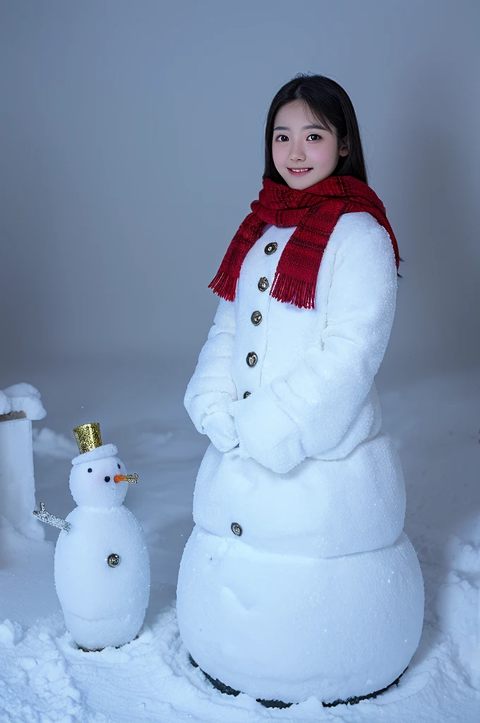 Araki and the snowman sit on a snow-covered hill, in the snow mountains, (Snow), in snow, In the snow, only snow i the background, taken with sony alpha 9, Snowy, only snow in the background, Snow, frosty, captured with sony a3 camera, taken with canon eos 5 d mark iv, 8K))