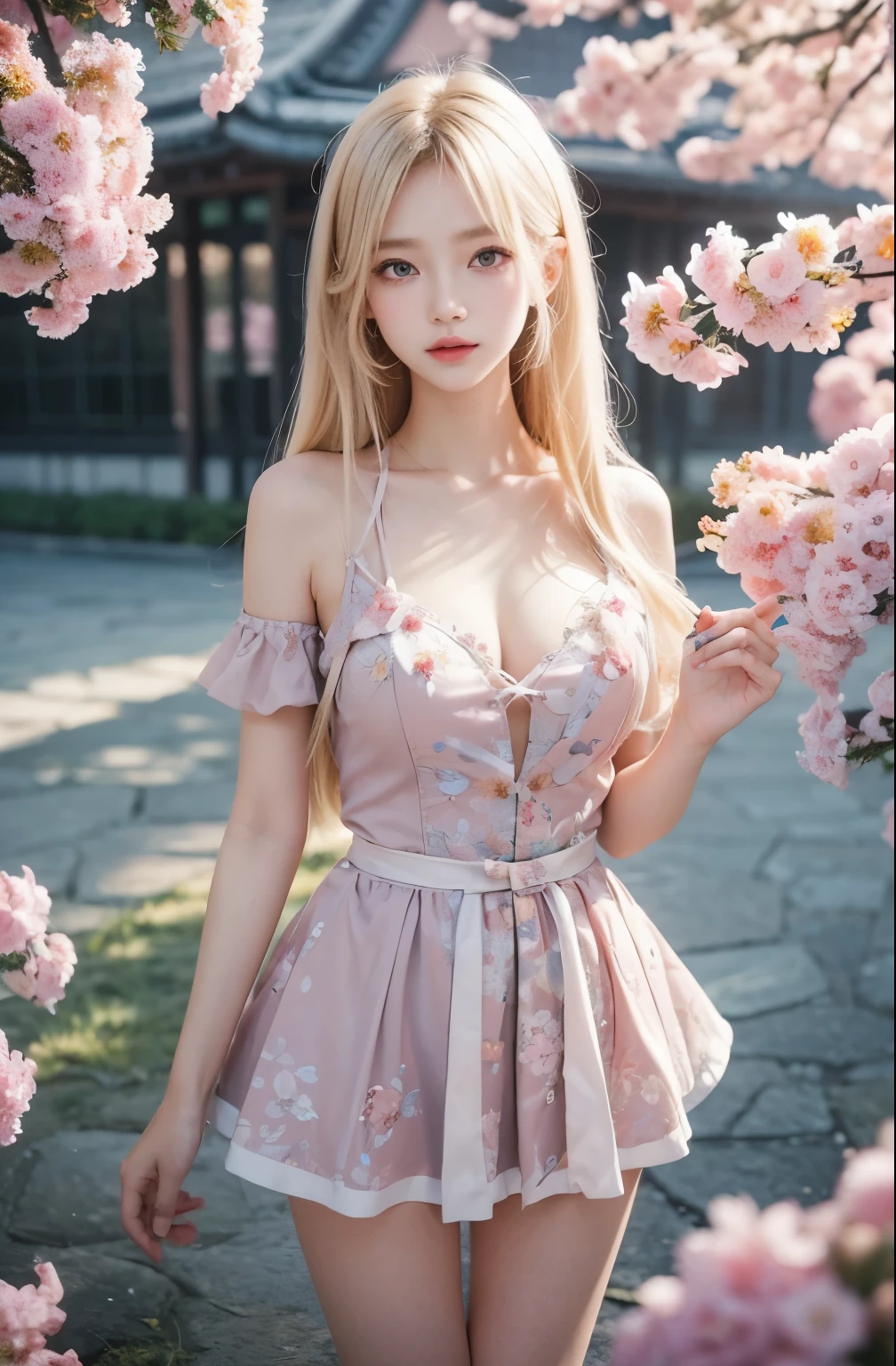 dried flower、Japan Beautiful Girls (charming Russian model Nata Lee), Light blonde hair color, Produces high-quality female images with an innovative artistic atmosphere that stands out in pastel colors。She has her own fashion style、Dressed in glamorous and soft pastel costumes。Against the background of a fantastic and fantastical landscape.、Pastel lights and abstract elements are interwoven。her pose is sophisticated.、Gives a sense of natural movement and dynamism。Light and shadow effects are presented attractively、The finely drawn faces and expressions are full of emotion、Full of charm...。The overall atmosphere is modern and innovative., yet、It has a unique artistic touch.。This high quality image、Pastel colors look beautiful、Evokes visual stimuli and aesthetic sensations、It interests the viewer、You will be amazed。Create pieces that incorporate the vibrancy and artistic elements of pastel colors。
