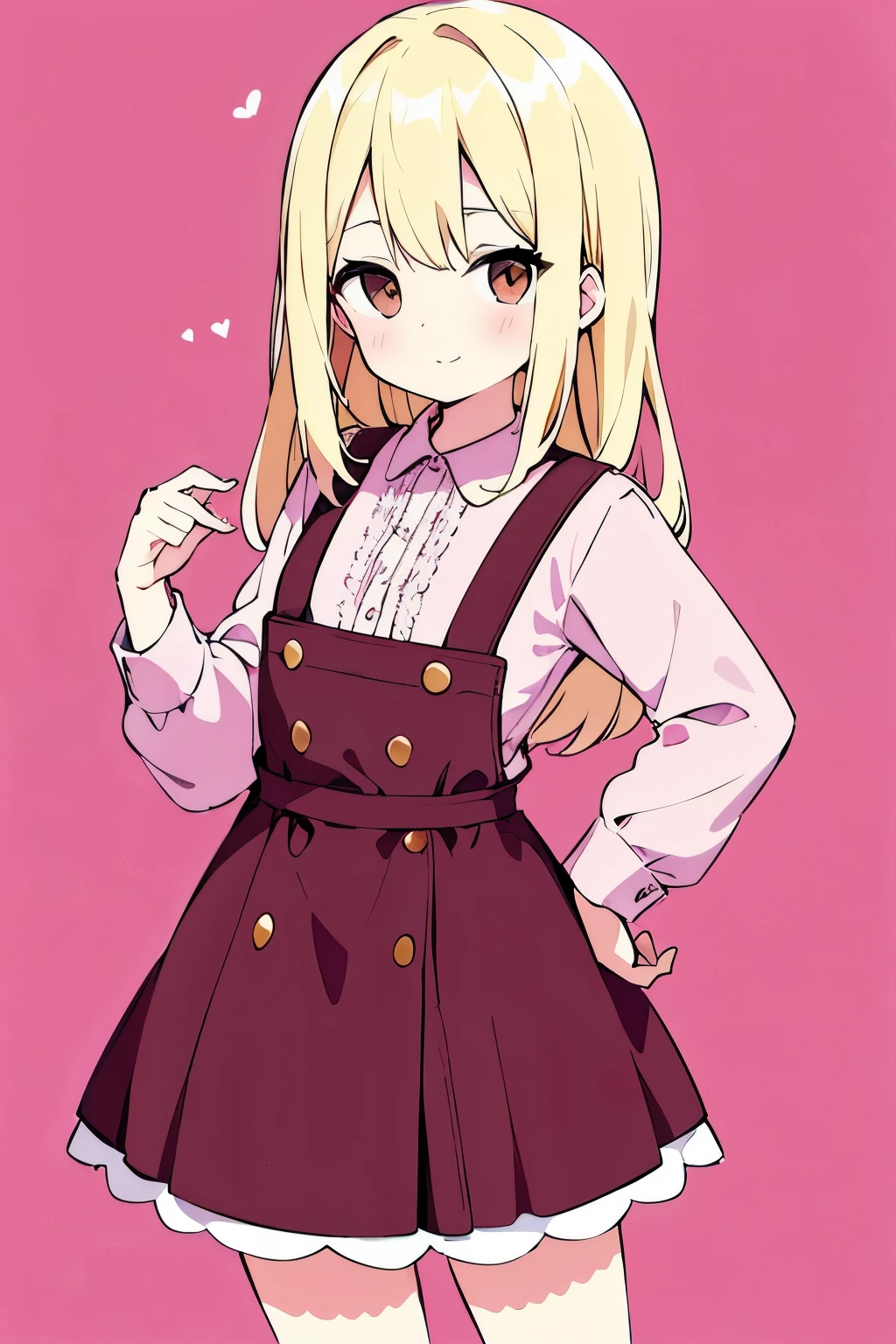 Cute Girl, Blonde with brown eyes, in a korchnev dress, Against the background of Kaveh, Café in pink tones, Pink background