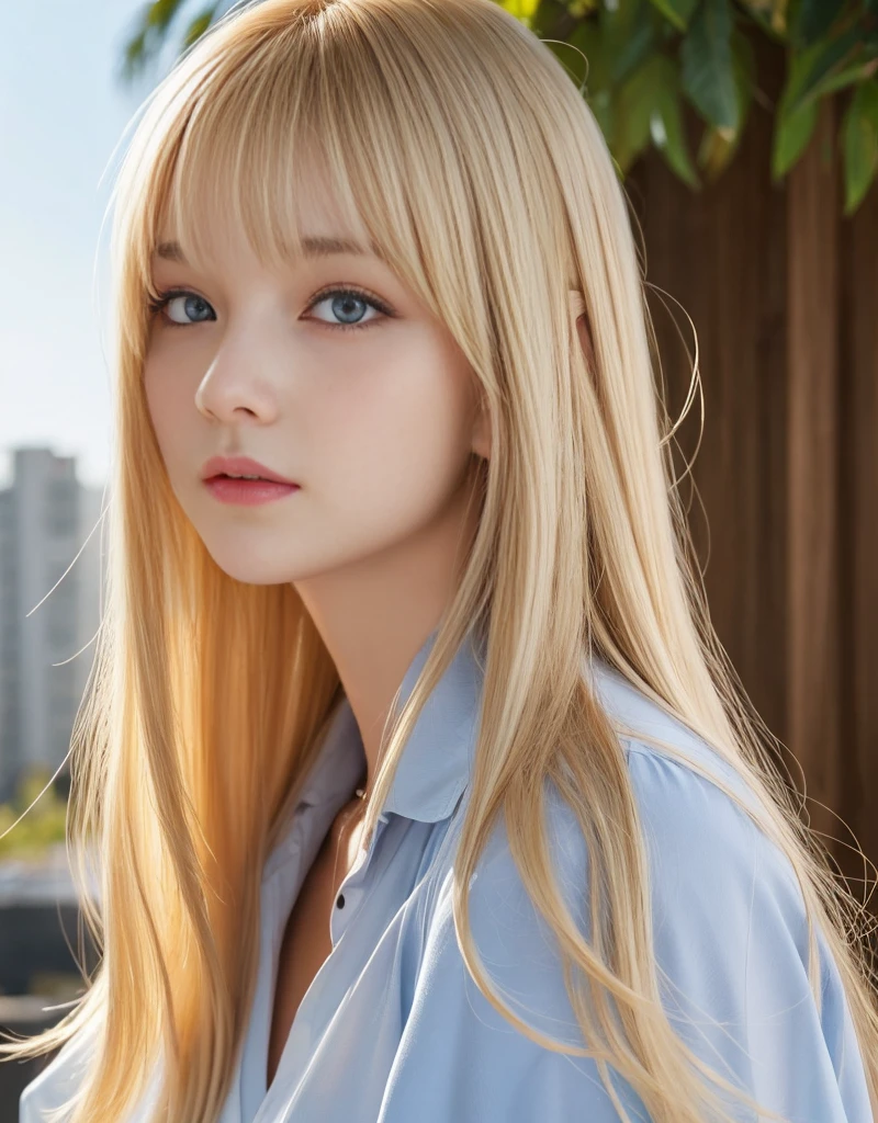Transparent and bright skin、Windy blonde blocks in front of a cute face、巨big deal山雀、20-year-old cute and sexy little beauty、Beautiful blonde with straight hair、big deal, Shiny light blue eyes、eyes are big、Long silky bangs cover cute eyes, Sexy face hidden hair extra long blonde、Sexy cute young woman with long natural blond shiny bright hair、glossy surface、Teak gloss、Cheek highlights、beautiful breast balls,
