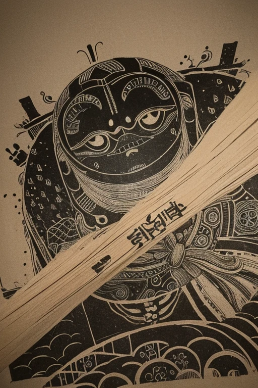 ((jumpscare)), Outline warm color, ((festival)), ((Chojugiga)), ((Shihon Bokuga)), antique, (anthropomorphism), (Sumi-e), Monochrome art, (Old paper style illustration), (hunting paintingural style, Little monster, old performance, variational pointillism, flat illustration, eerie, horror elements, eerie worldview, (primitive art), Outline warm color, old picture scroll style, old staging, Ancient mural style