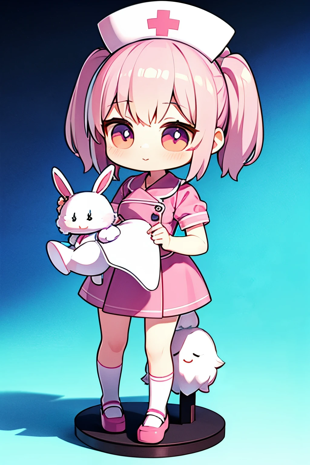 best quality, 3D, adorable and cute rabbit doctor and nurse fluffy chibi characters