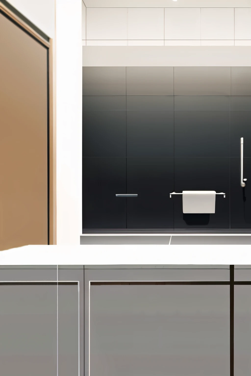 There is a bathroom in the bathroom with black walls., a digital painting, smooth. digital painting, computer drawing, sharp digital painting, Digital Paint, Still animation, In the form of simple realism., Inspiration from Joseph Manes, digital sketch, Inspiration from Richard Wilson, digital painting, 4K Digital Painting, Inspiration from William Nicholson, Inspired by Giorgio Morandi