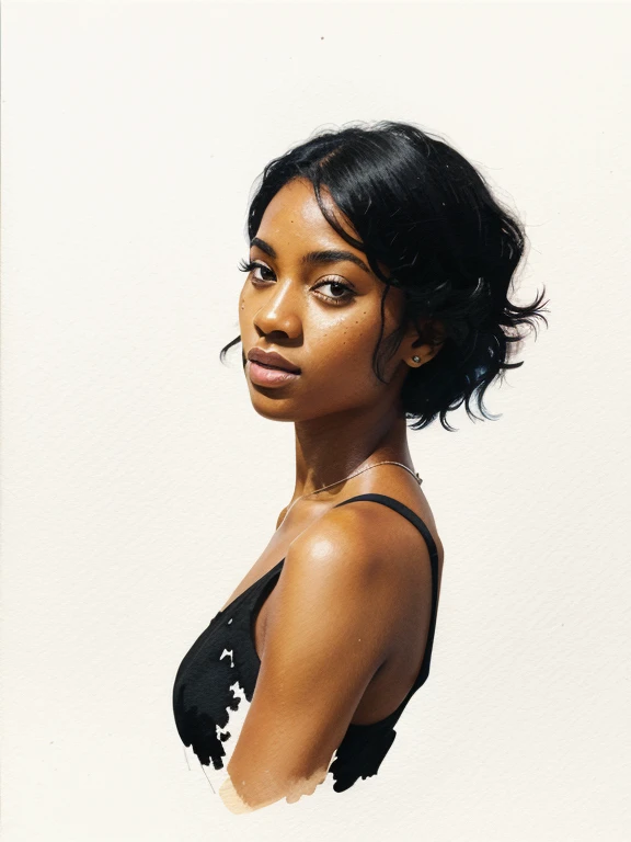 An illustration watercolor painting of a black woman