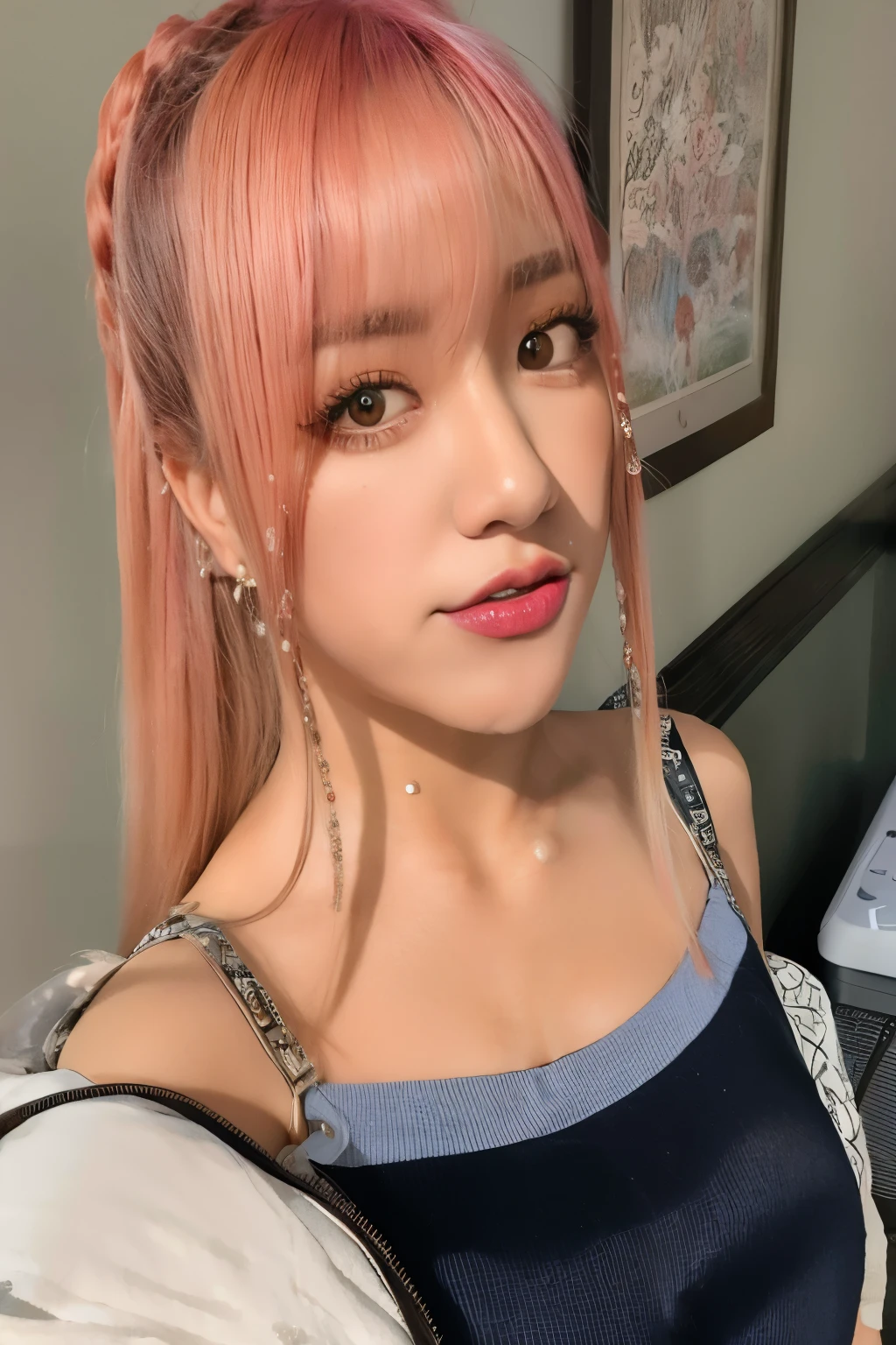 Araffe con cabello rosado y un top azul posando para una foto., Lalisa Manobal, Lalisa Manoban de Blackpink, parque roseanne de blackpink, jossi de blackpink, bella delfina, portrait of jossi de blackpink, Jisoo de Blackpink, jisoo de blackpink, Cabello azul y ojos cafes., tzuyu de dos veces, pose sexy, lily de nmixx, jungkook de bts