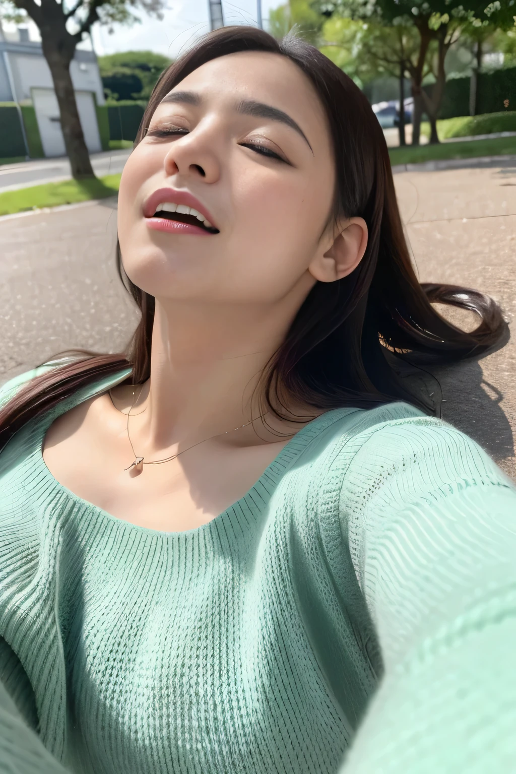 (((Highest image quality、highest quality、At 32K、ticker、Raw photo、very clear image、very clear image quality、photorealistic))),Scenery of scattered cherry blossoms，Beautiful 20s shoulder length sweater，lace pantyhose, Up and down, random color，long sweater，Climax、Climax、My pussy feels good、Raw photo with both eyes closed, cute face、body、Esbian、One camisole、looking up、plus size model、Feeling ecstasy、eyes closed、Deep sorrow、Sorrowful、look up at the sky、open your mouth、scream、 Depth of bounds written，real light，Ray tracing，OC renderer，UE5 renderer，super photographic，best quality，In 8K，works of masters，correct anatomy、sit、I feel very、Ahe face、feel ecstasy、Excited face、((Sleep on the ground、Lying on the ground、Lie、Lie on your back1.4、angle from below))