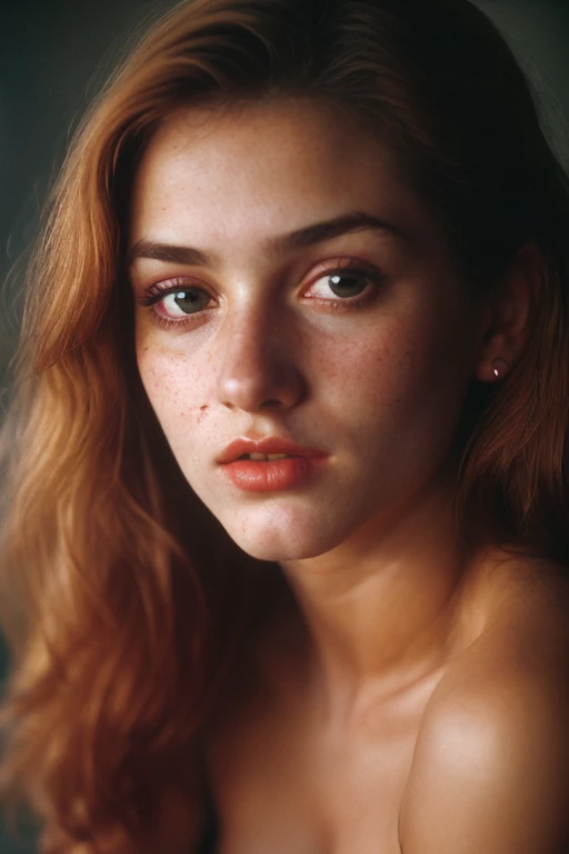 (Close-up, fotografia editorial de uma mulher de 21 anos), (Rosto altamente detalhado:1.4) (sorrir:0.7) (fundo dentro escuro, Moody, estudo privado:1.3) Pov, Directed by: Lee Jeffries, Nikon D850 |, filme fotografia de stock ,4 Kodak Portra 400 ,camera f1.6 lentes ,cores ricas ,hyper realistic ,textura realista, dramatic lighting , cinestill 800,