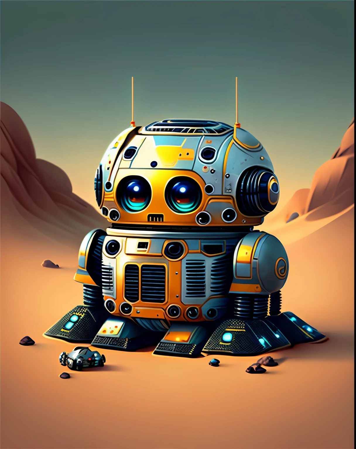 adorable robot, Futuristic robots,in star wars style