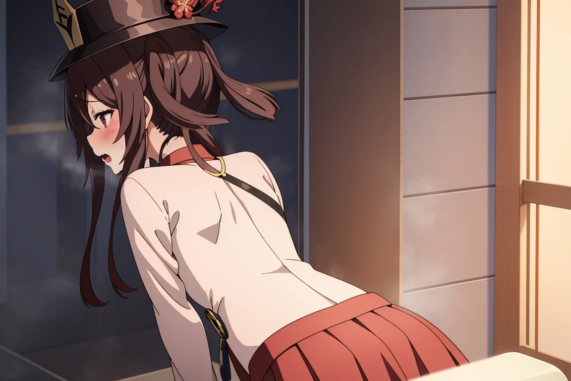 kumiko oumae ((stacia)) goddess form (amber eyes:1.7), short brown hair, (small pert chest:1.2), arms up BREAK collarbone, ((translucent frilly white dress with high front slit)), bare arms, bare shoulders, bare legs BREAK looking at viewer, BREAK ((in a dark temple)), BREAK (masterpiece:1.2), best quality, high resolution, unity 8k wallpaper, (illustration:0.8), (beautiful detailed eyes:1.6), extremely detailed face, perfect lighting, extremely detailed CG, (perfect hands, perfect anatomy), ((semi-profile))