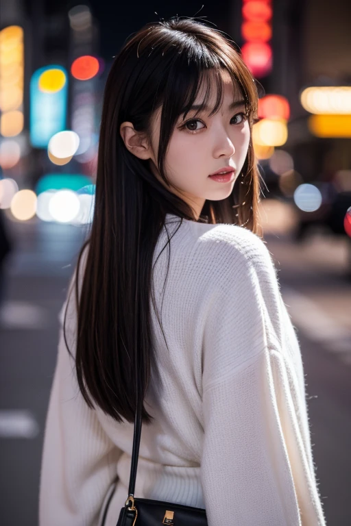 Portrait photography,japanese women model ผิวสีขาว หน้าอกขนาดใหญ่ 400CC. ผมยาวสีดำ,กำลังเดินบนชายหาด, 1990s style,Leica M9,Leica summilux 50mm f1.4,CCD Camera sensor,lens flare,city,bokeh