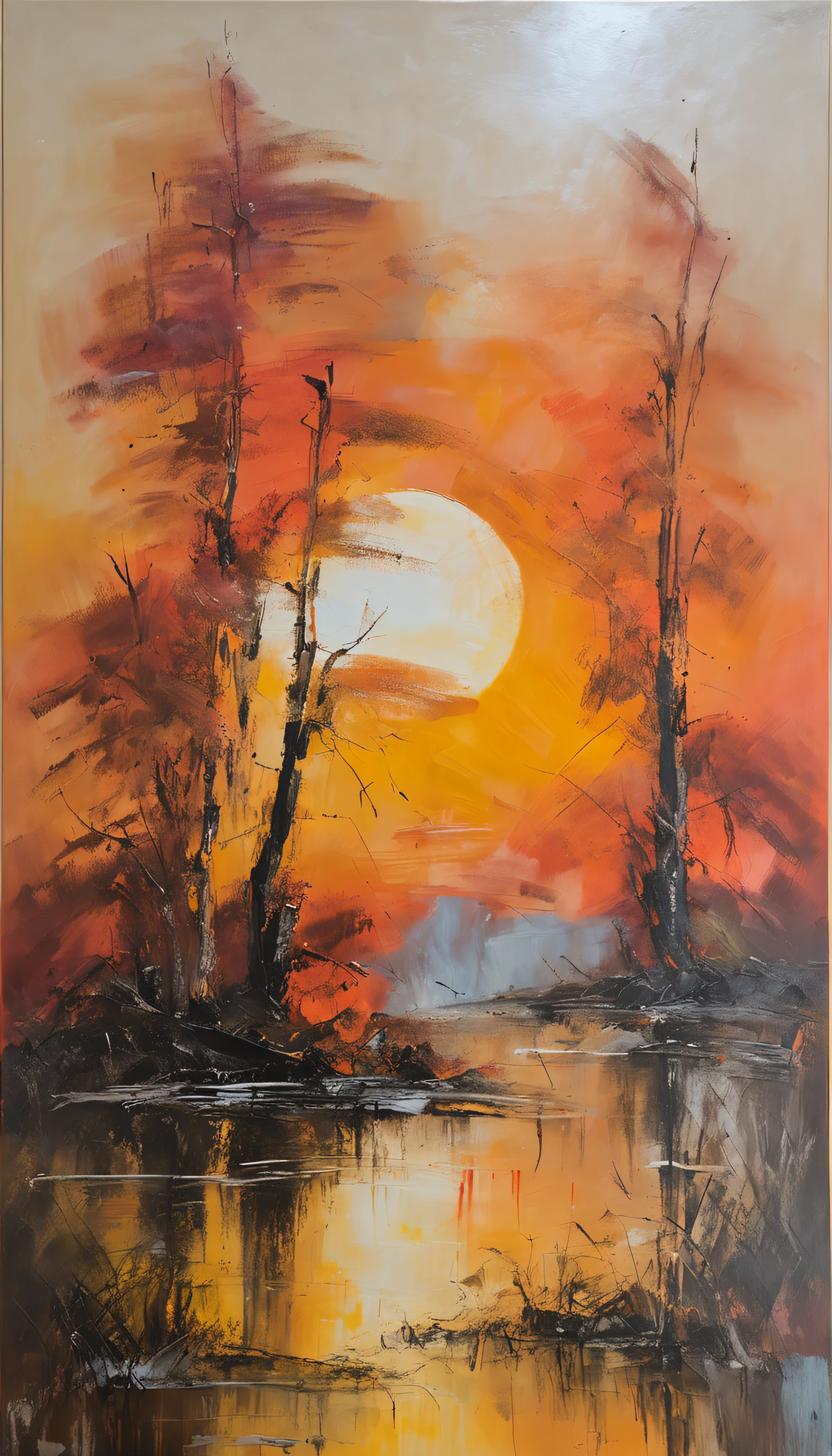((masterpiece)), ((best quality)), 8k, high level of detail, Super detailed, Twilight ,simple color,Chinese landscape painting style,ducks, The one flying under the sunset,reflection, Herbst, flow, vast sky, Welschmelzende, quiet, harmonious, peaceful