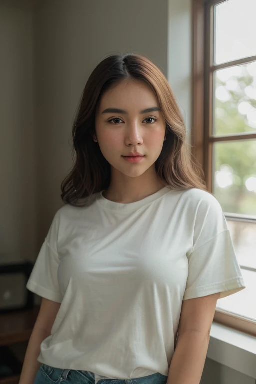 (best quality, 8k, highres:1.2), (realistic,photorealistic,photo-realistic:1.37), (detailed:1.1), (HDR), (natural light,soft lighting:1.1), (film grain), (Fujifilm XT3),
Japanese Rinrada in a super beautiful oversized brown t-shirt, with a neutral background. The image is captured with a digital SLR camera, featuring soft and natural lighting. The image quality is of the highest standard, with an 8k resolution. The details in the photo are highly emphasized, giving it a realistic and photorealistic appearance. The image also exhibits the unique texture of film grain, adding a touch of nostalgia. The camera used for this shot is the Fujifilm XT3.