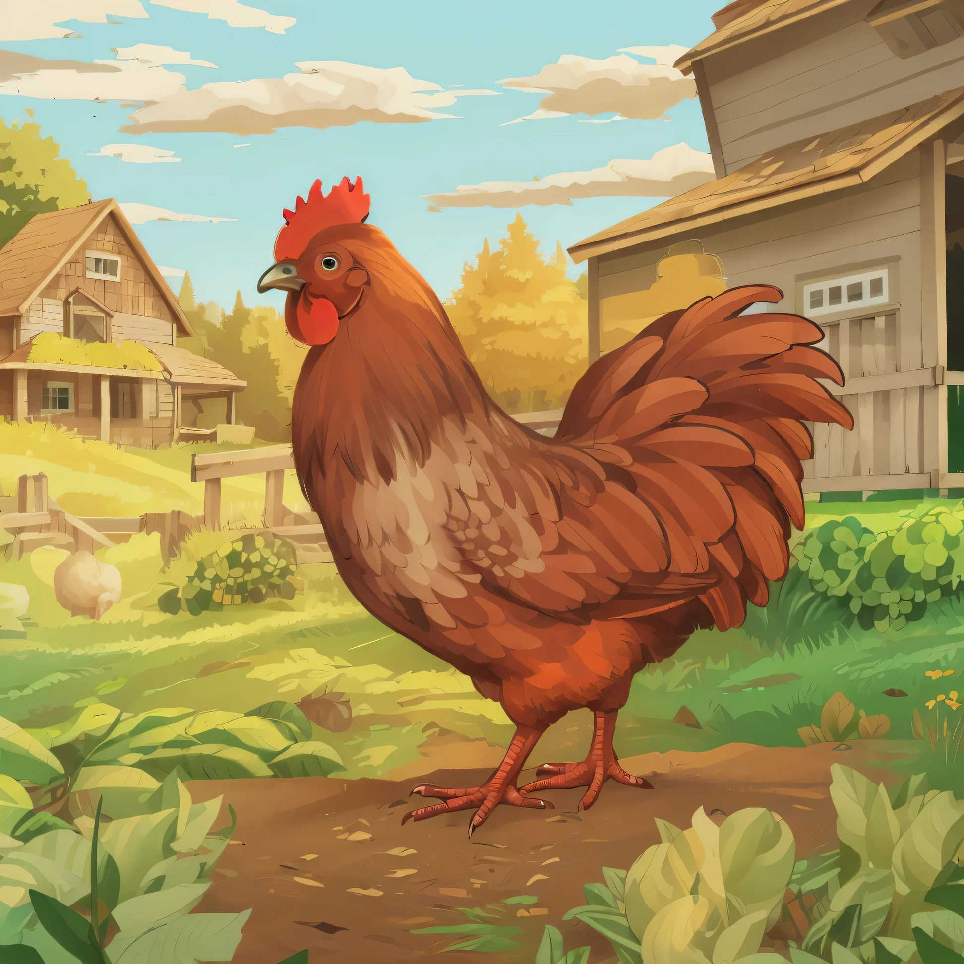 A rooster in the farm yard