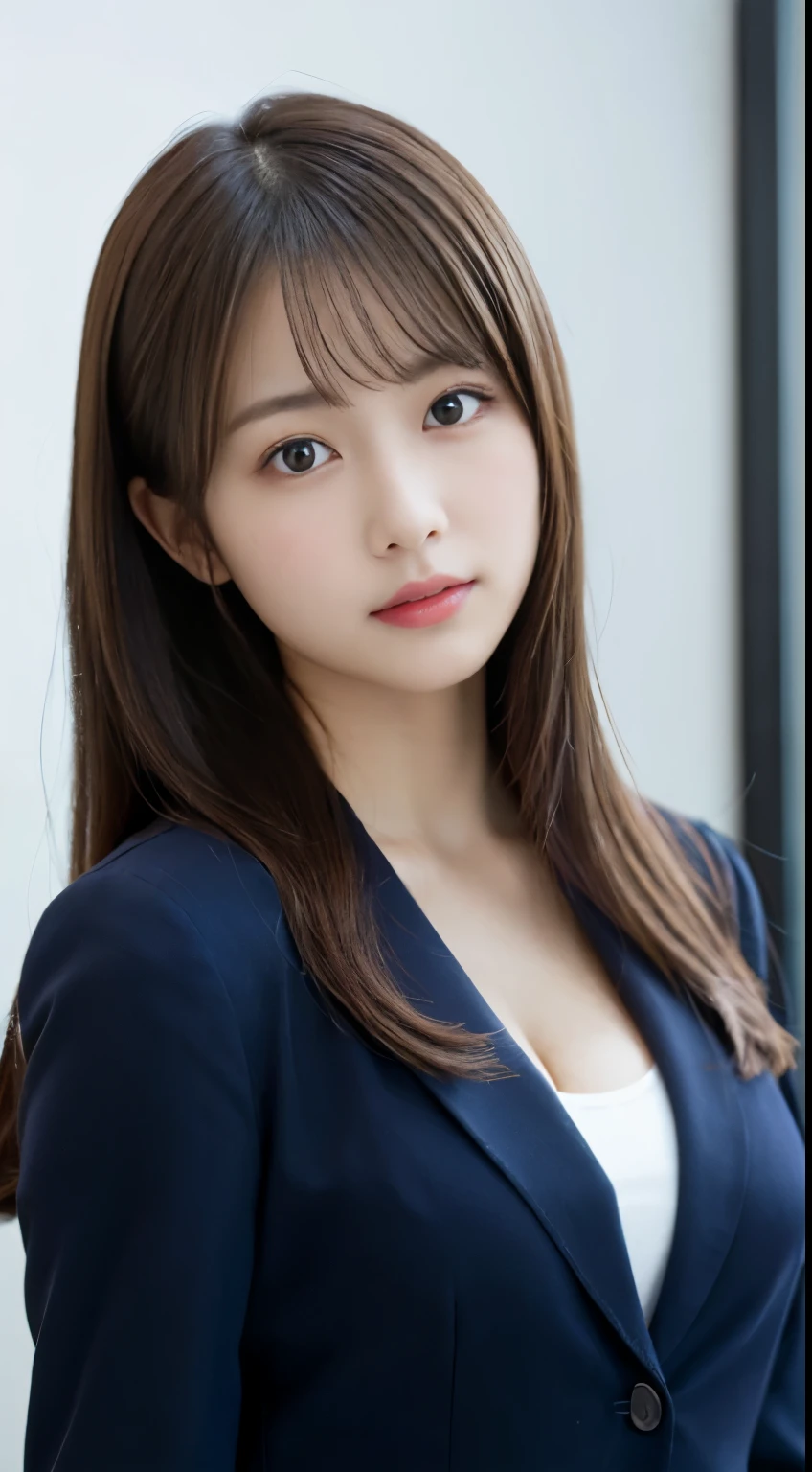 table top, highest quality, figure, super detailed, finely, High resolution, 8k wallpaper, 完璧なダイナミックな構figure, beautiful and fine eyes, natural lip,blazer ,school uniform, cleavage, whole body