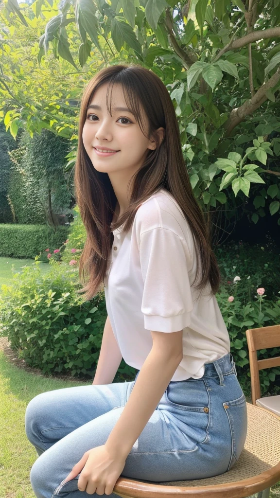 beautiful and magnificent composition,surrounded by tomato trees,There is a tomato tree in front of me,Farmland,Tomato field,Full body shot from a distance:1.4,holding a tomato in the right hand,leaning forward,squatting,ultra-realistic capture, very detailed, 人間の皮膚のHigh resolution16kクローズアップ. Skin texture must be natural, Enough detail to finely identify pores. skin needs to look healthy, with an even tone. Use natural light and color,highest quality,4K,8K,High resolution,table top:1.2,super detailed,very detailed目と顔,beautiful and fine eyes,beautiful detailed lips,long eyelashes,realistic,realistic:1.37,Japanese,fine white skin,skinny jeans,polo shirt,Charm,cute,silky smooth and straight hair,smiling cheerfully,