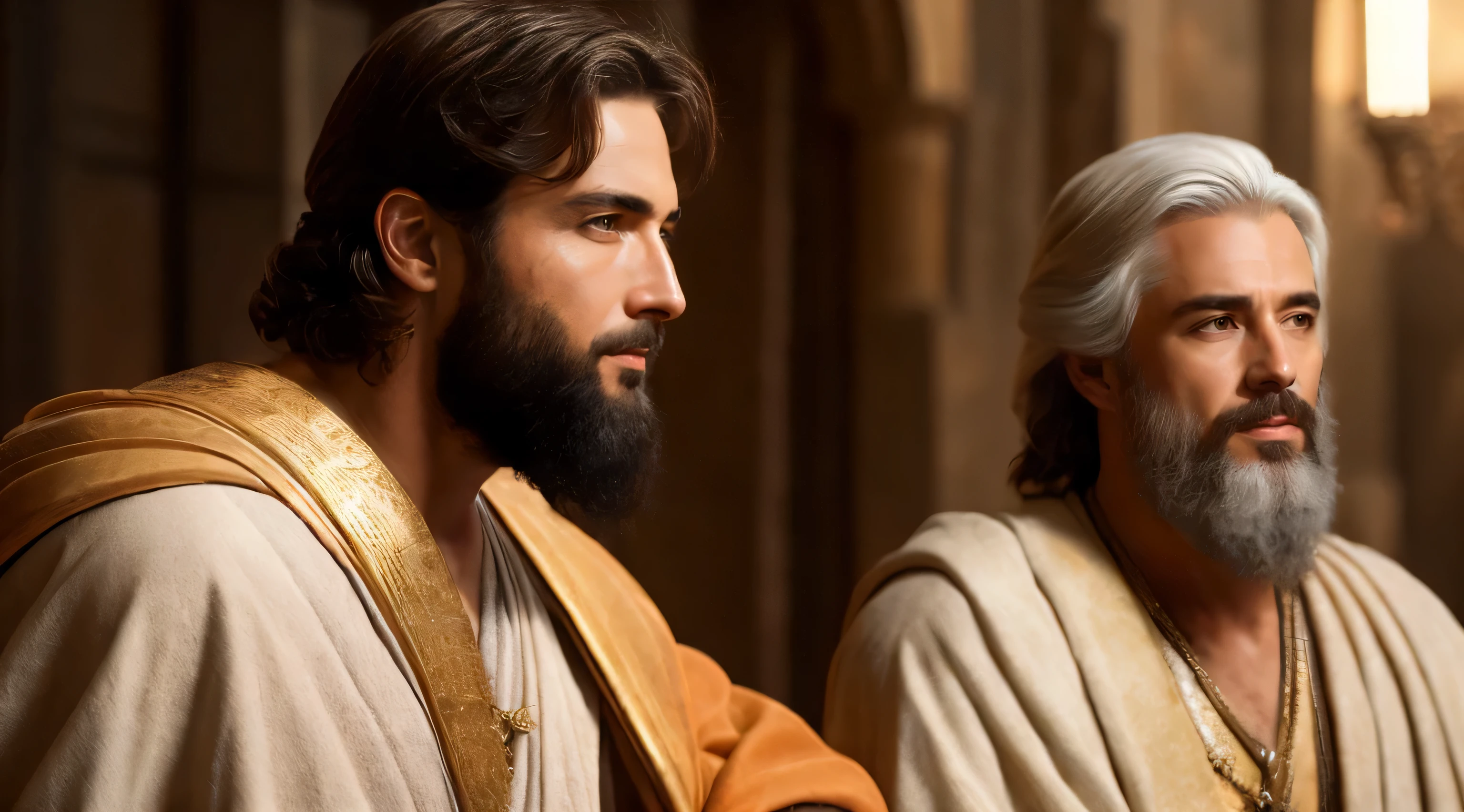 Ancient Israel、1st century、Disciples of Christ looking into the distance、(((short hair)))、In 8K、Live shooting、highest quality、masterpiece:1.5、ultra-lightweighthigh-resolution、photogenuineistic:1.5、cinematic light、soft volume lighting:1.5、genuine、photogenuineistic:1、be familiar withな皮膚、professional lighting、photograph、sharp focus、be familiar with、professional lighting、photon mapping、be familiar withで複雑な環境、非常にbe familiar with、highest quality、美術的なphotograph、photogenuineisticなコンセプトアート、Cinematic perfect light with soft natural volume、mid journey、be familiar withな手、